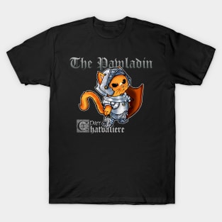 Fantasy cat in full armor and sword + shield : The Pawladin Kitty T-Shirt